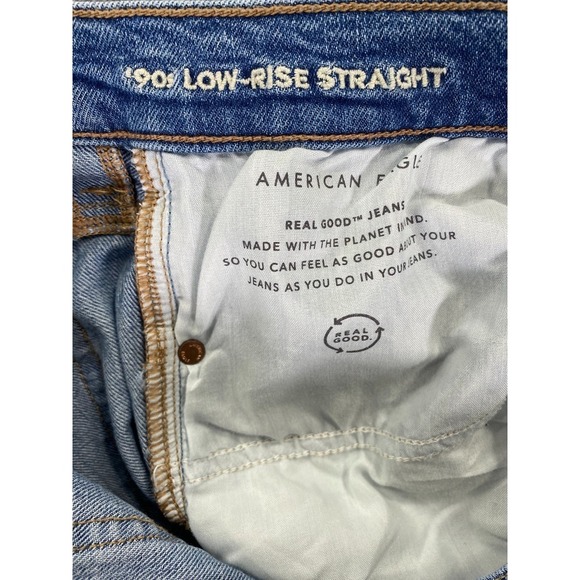 American Eagle Jeans Womens 8 Short Blue 90s Low Rise Straight Light Wash - Picture 6 of 10